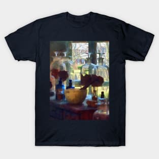 Pharmacists - Mortar, Pestle and Bottles by Window T-Shirt